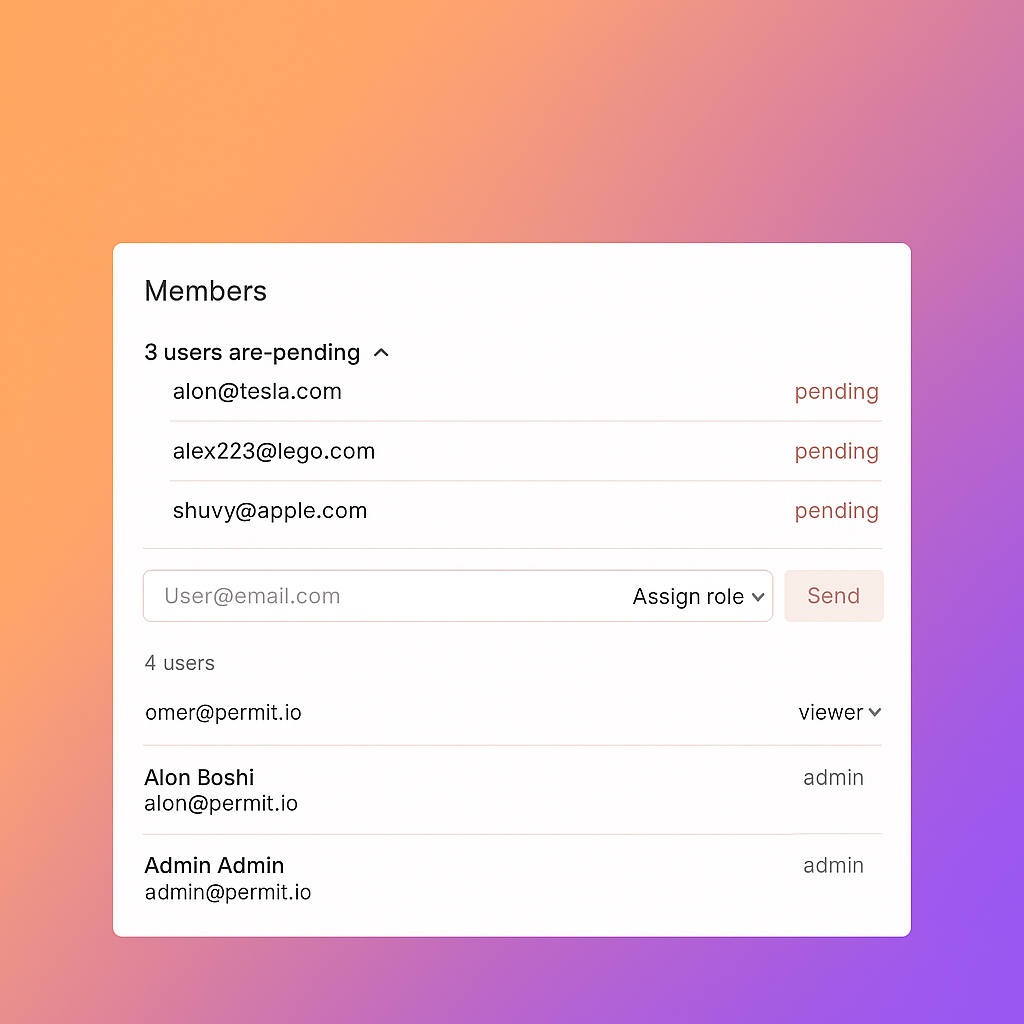 User Management element listing a pending invited user