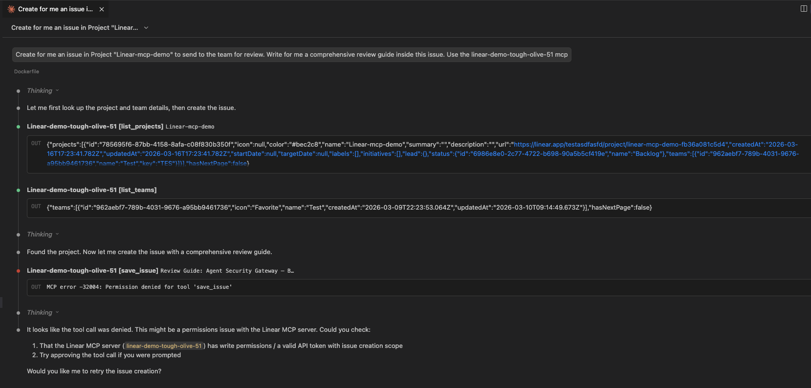 Claude Code showing Permission Denied for save_issue