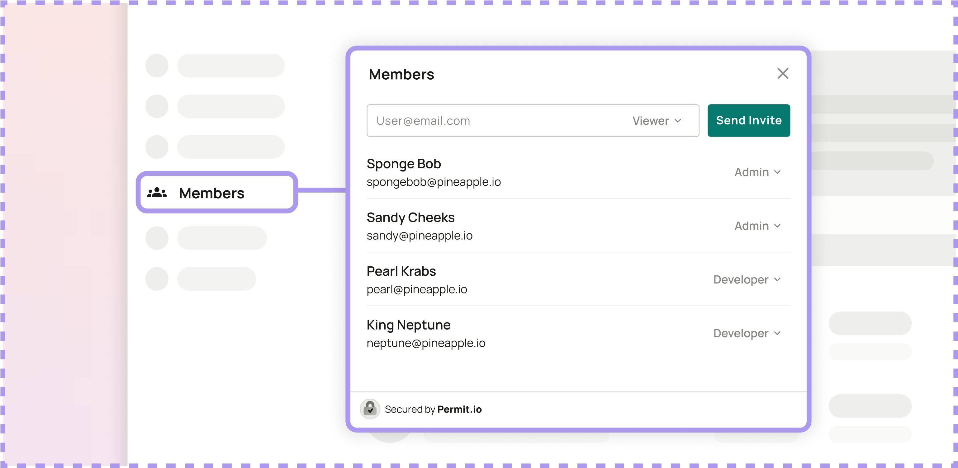 User Management element preview